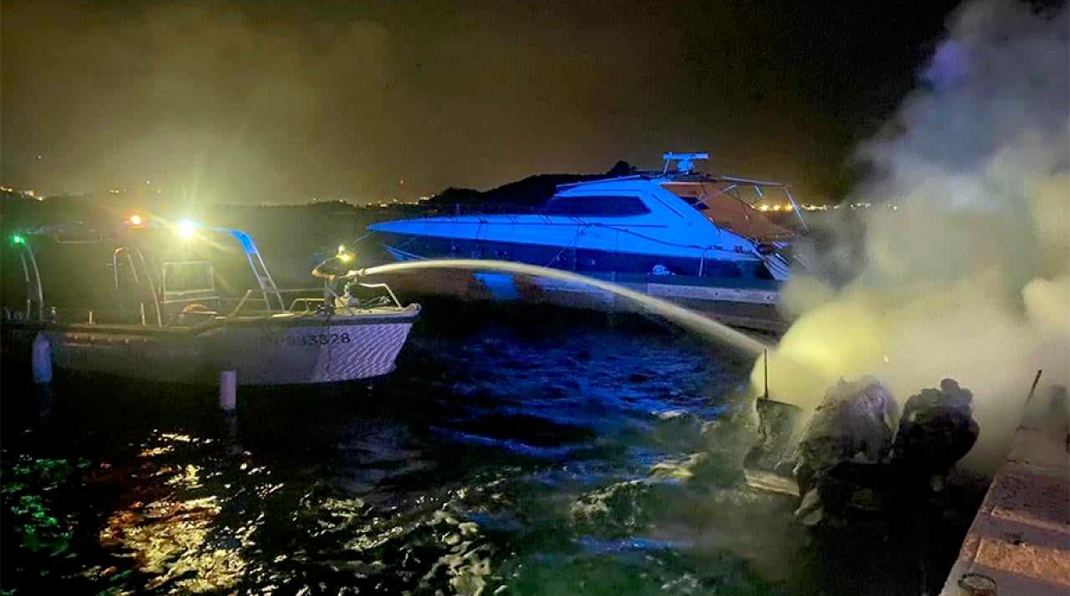 Incendie d’un bateau dans le lagon de Simpson Bay