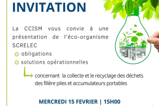 Réunion d’information avec SCRELEC pour le recyclage des piles et des accumulateurs portables, mercredi 15 février à 15 heures à la CCISM